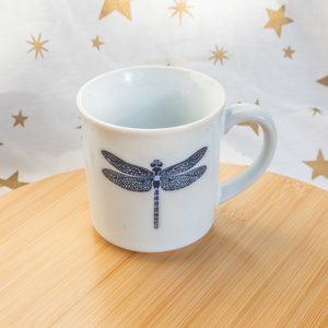 White and Blue Dragonfly Mug